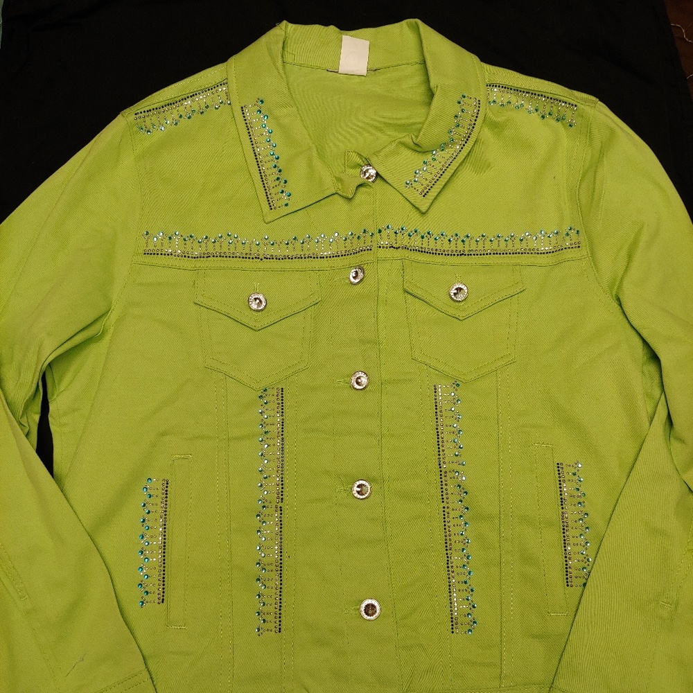 Lime bling jean jacket
